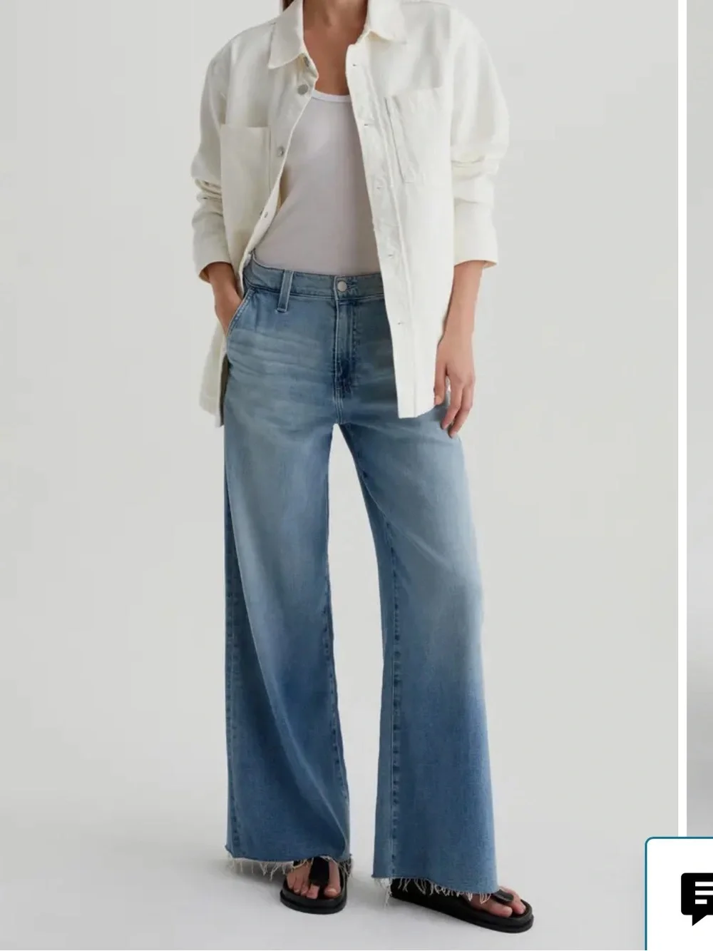 Ag Adriano Goldschmied Light Blue Wide-Leg Crop Jeans - Picture 4 of 9